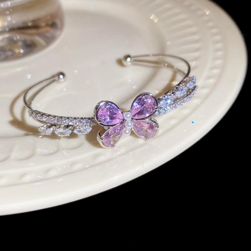 Elegant Zircon Teardrop Multi-Layer Open Bangle Bracelet for Women