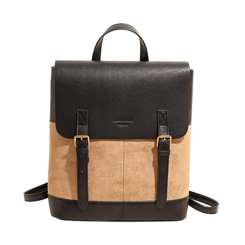 Autumn New Contrasting Color Backpack 2025 Large-capacity Fashion Casual Bag European and American Retro Multi-purpose Backpack Shoulder Bag