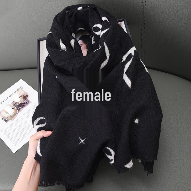 Fumide Women s Faux Cashmere Bowknot Scarf Shawl