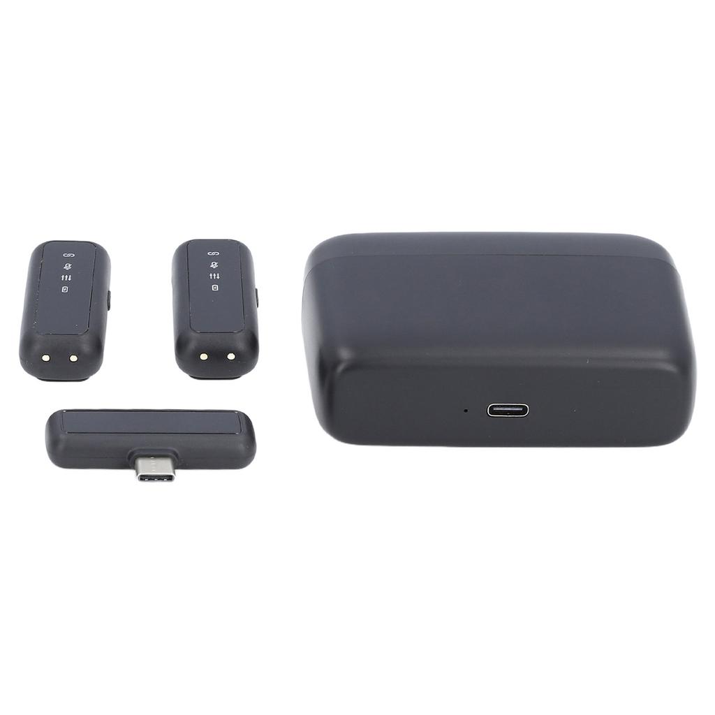 2pcs Wireless Lavalier Microphone with Charging Case Clip On Lapel Microphone Wireless for Video Recording Vlogging