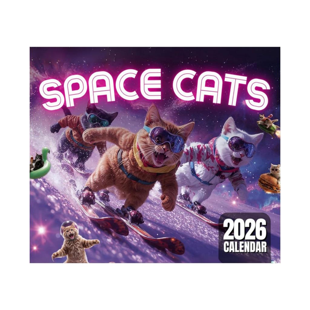 2026 Space Cats Wall Calendar - Fun Cat-themed Gift Calendar Designed For Cat Lovers