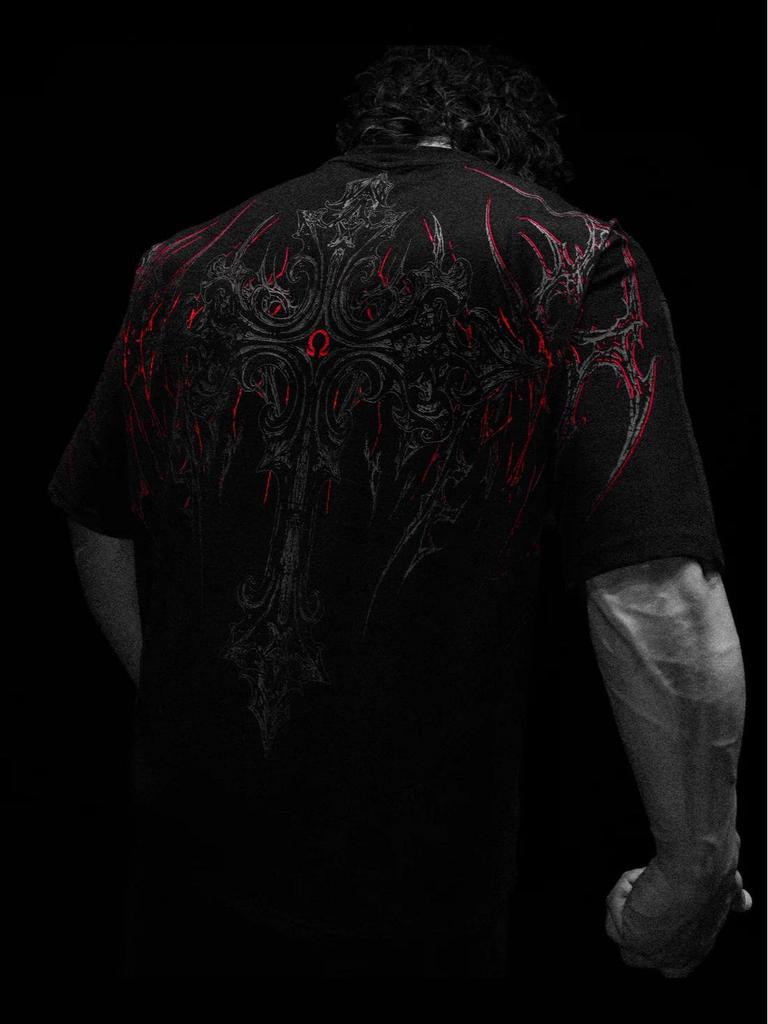 Breathedivinity Herren Dark Style Oversized Baumwoll-T-Shirt - Amerikanische Streetwear, Sportlich Casual, Kurzarm