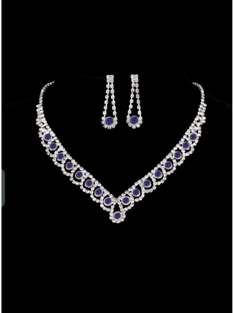 Sparkling Diamond Bridal Necklace & Earrings Set for Wedding and Evening Dress