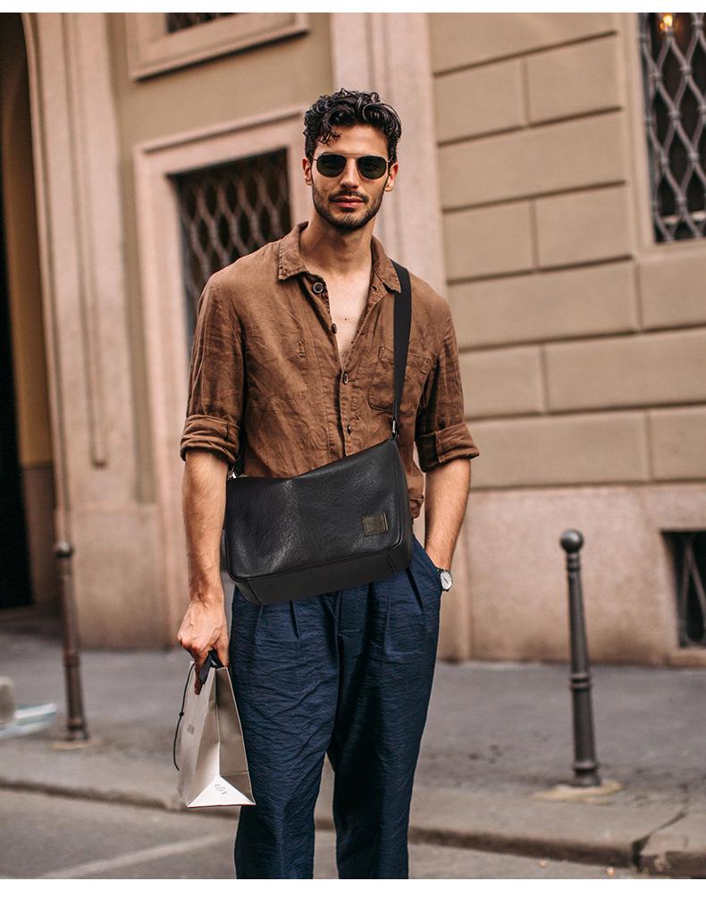 Genuine Leather Men's Crossbody Bag - High-End, Large Capacity, Casual Outdoor Shoulder Bag