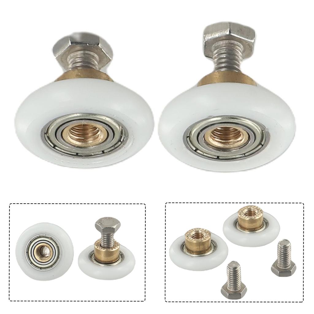 2 *Screws Door Rollers 4-8mm 6-8mm. Brass Centre Nylon Outer Wheel