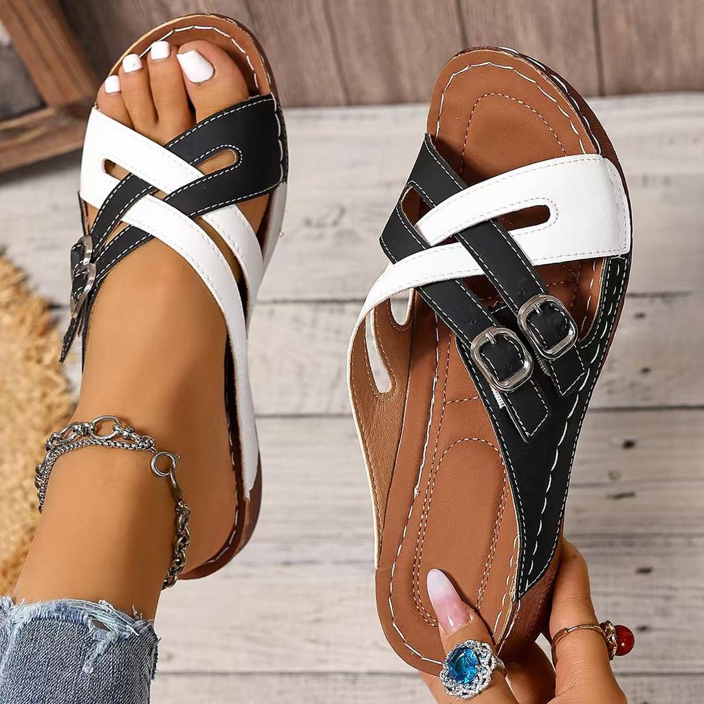 Fashion Women Slippers Mix Color Wedges Heeled Sandals 2025 New Summer Shoes Women Casual Summer Slippers Slides Women Zapatos De Mujer