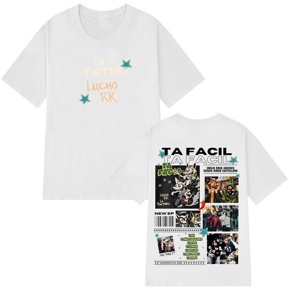 Ta Facil New Album 2026 La Panter Lucho Rk Fashion Print Tees Men Women Harajuku Hiphop Tshirts Loose Casual Cotton Tshirts