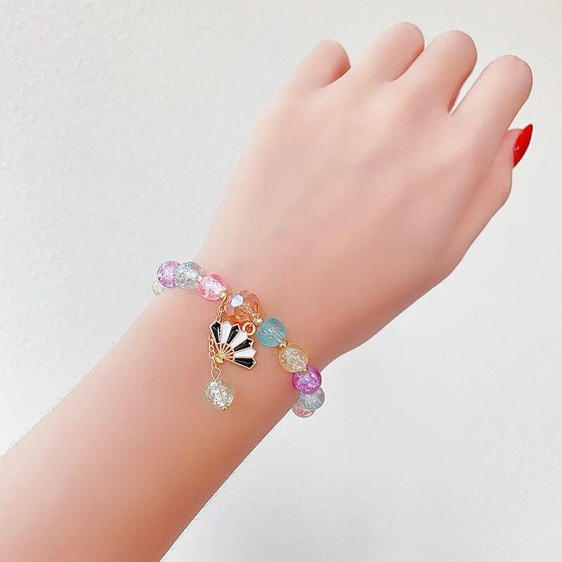 Korean Cartoon Rabbit Glass Beaded Adjustable Bracelet for Women Fashion Flower Starfish Dolphin Bracelets Jewelry Accessories
