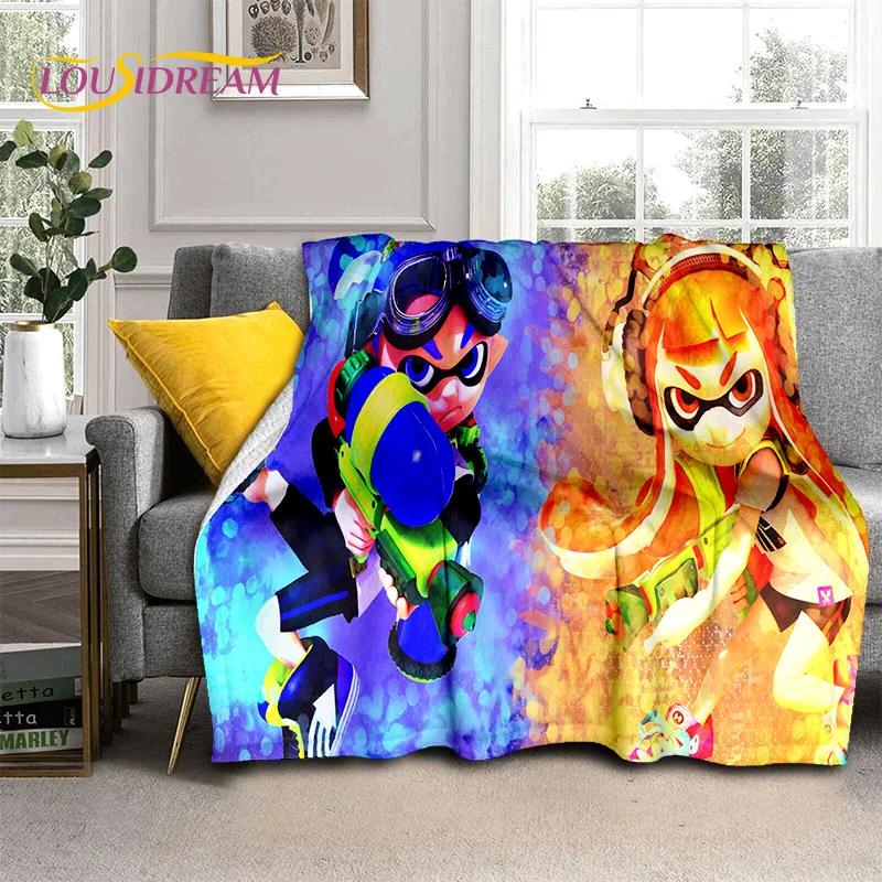 Splatoon3 PC Gamer Cartoon Game Soft Blankets,Keep Warm Throw Blanket Comfortable Blanket for Picnic Beds Sofa Home Bedroom Gift