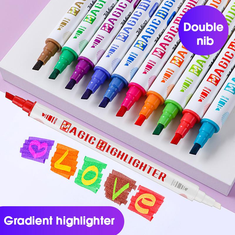 10 Colors Dual Tip Permanent Markers Set,Color-Changing Highlighters,Art Markers For Artists,Drawing And Study Supplies