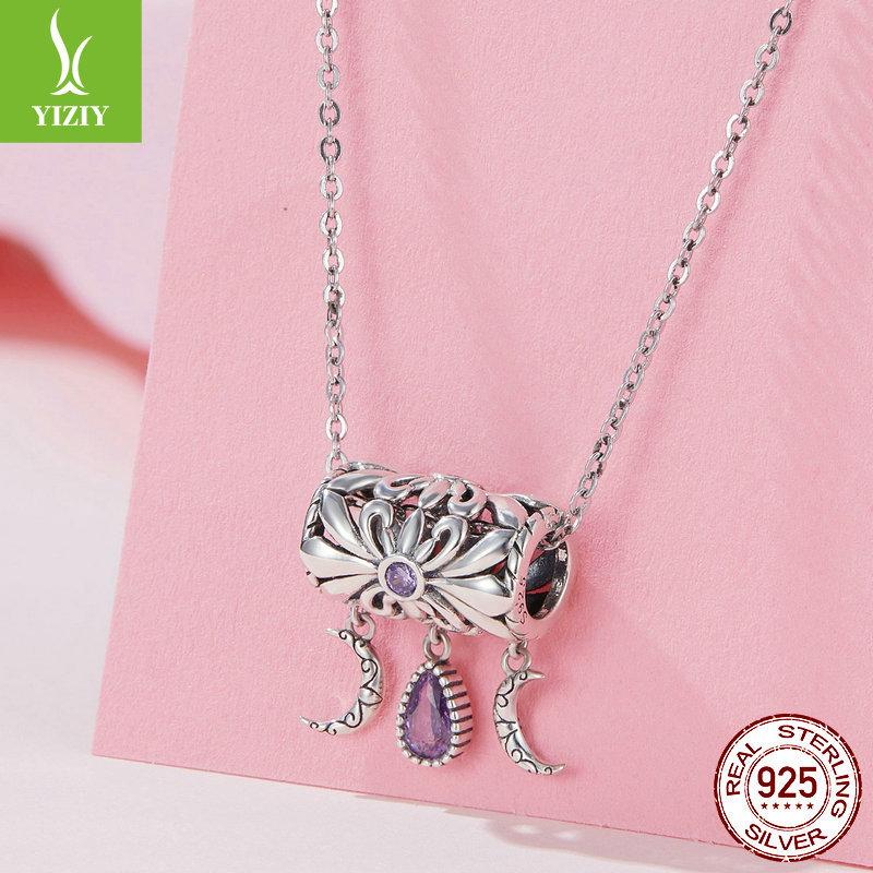 Vintage Iris Diy Bracelet Beaded, Purple Water Drop Zircon S925 Sterling Silver Pendant Accessories
