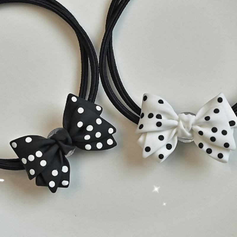 Women Hair Rope Dot Hair Bows Elegant Hair Clip Lady Barrettes Hair Style Clip