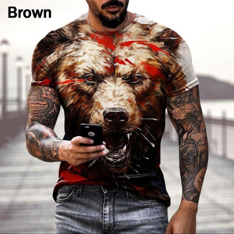 Streetwear Bear Series 3D Printed T Shirt Men's Animal Tees Casual Outfit Summer Short Sleeve T Shirts