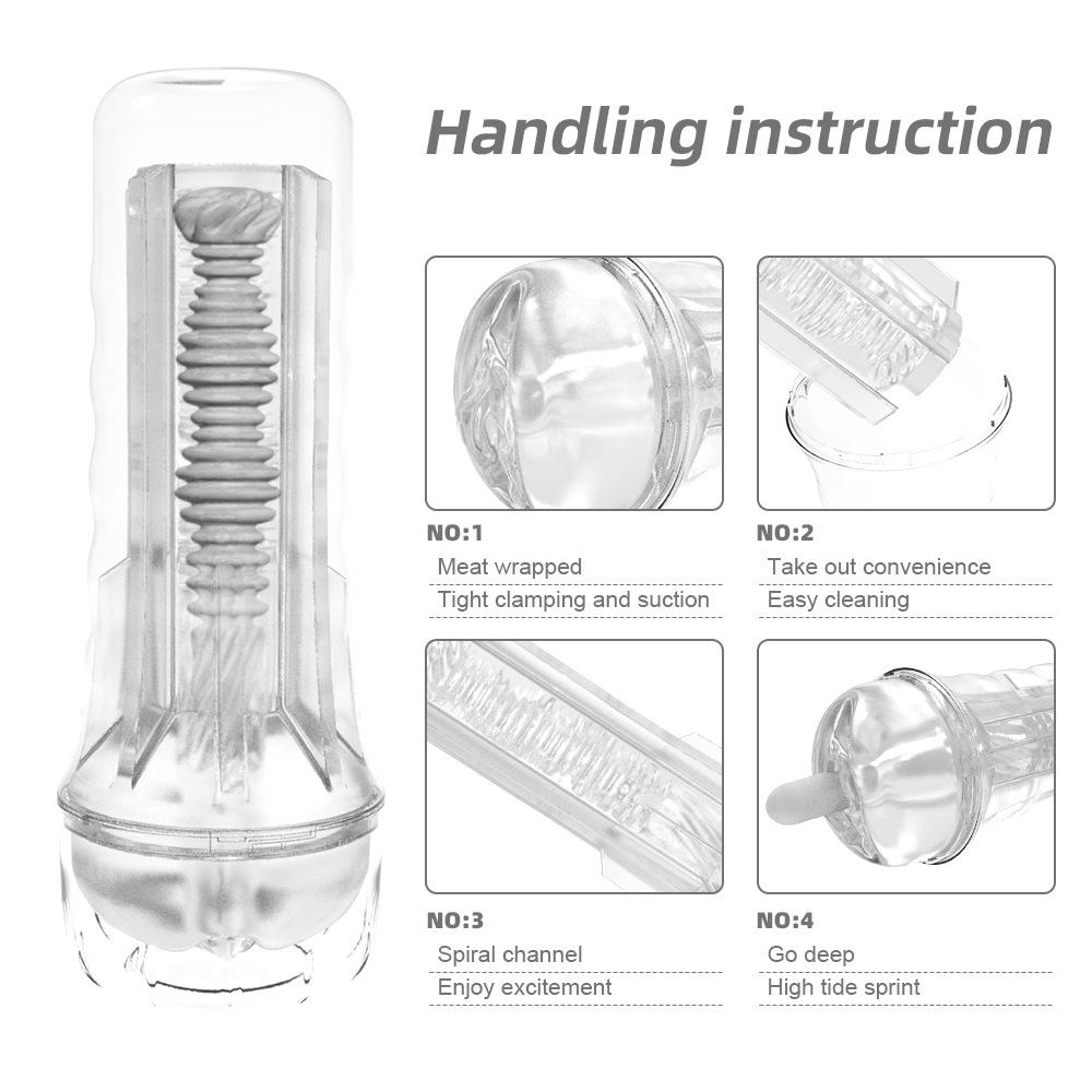 Men's Portable Soft Rubber Masturbation Cup - Simulated Oral Sex Trainer Flashlight.
