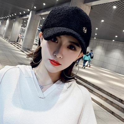 Versatile Hat Autumn and Winter Lamb Wool Solid Color Warm Baseball Cap M Standard Curved Brim Cap Fashion Trendy