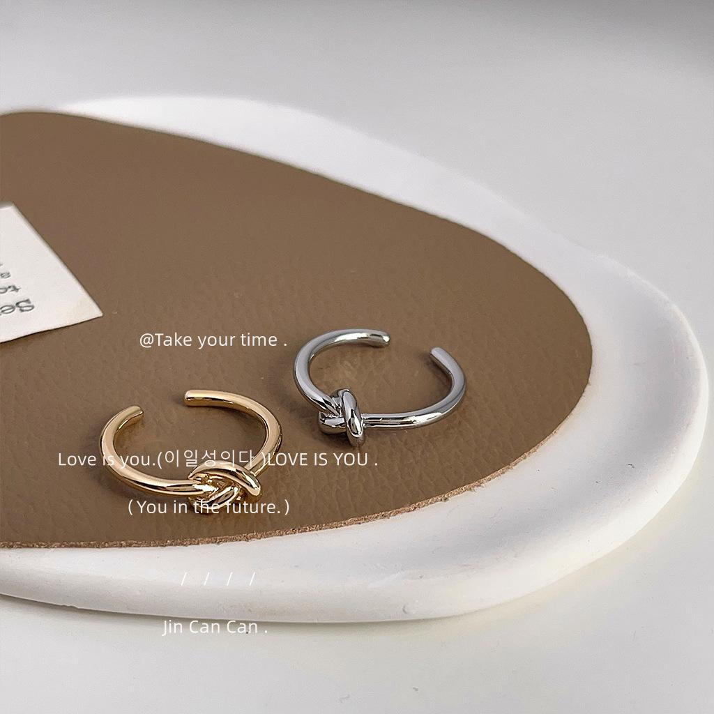 Cold Wind! Plated 14K Opening Adjustable Knot Ring, Personalized Ins Internet Celebrity Creative Index Finger Ring