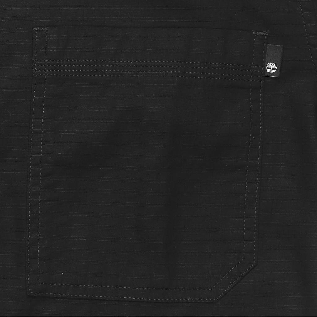 Timberland SS24 Outdoor Casual Breathable Comfortable Solid Color Pointed Collar Short Sleeve Shirt Men shirts Black A42GU-001