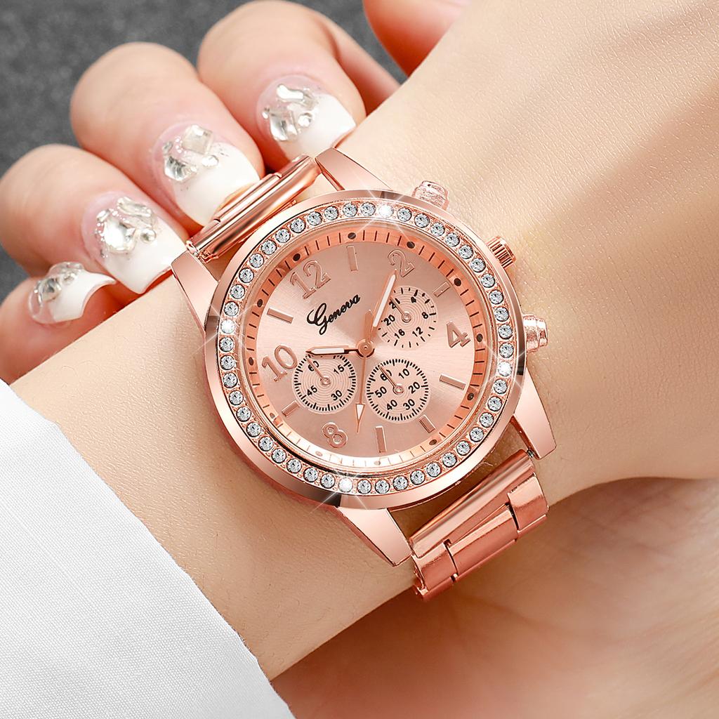 Fashion Rhinestone Women Watches Ladies Alloy Band Arabic Dial Analog Quartz Wrist Watches
