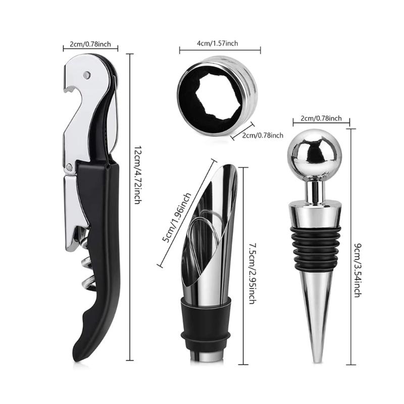 Wine Opener Tool Set Corkscrew Wine Opener with Case Bottle Opener Vacuum Stoppers Wine Pourer for Wedding Gift