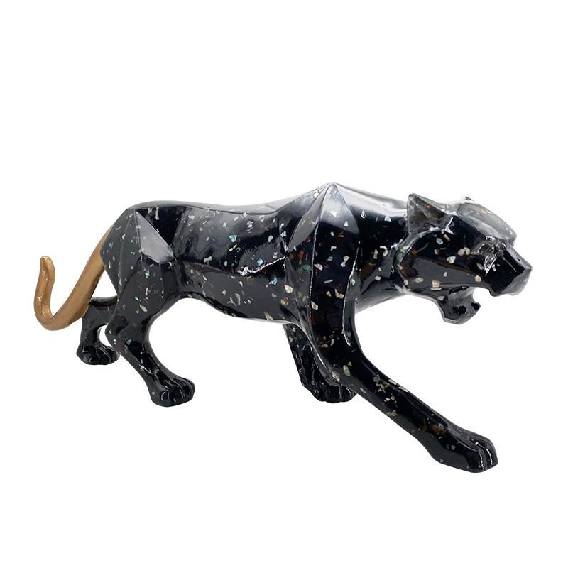 Resin Leopard Figurine Decorative Sculpture Nordic Geometric Animal Home Living Room Ornament
