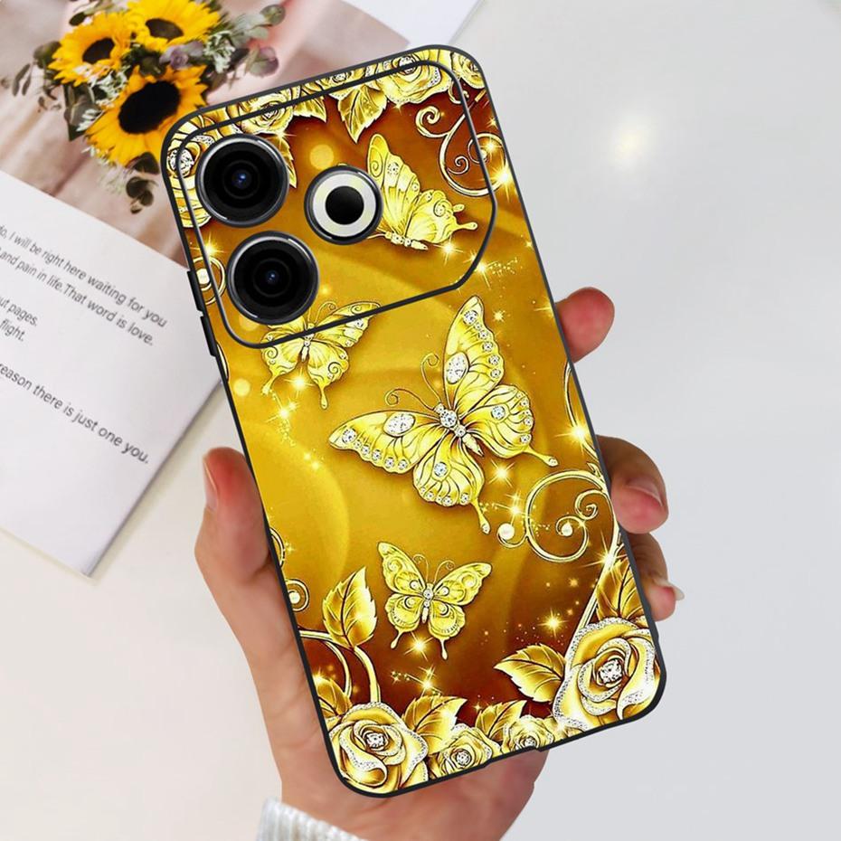 2024 Fashion Case For Tecno Pova 6 Neo Black Silicone Soft TPU Back Cover For Tecno Pova 6Neo 4G Phone Cases