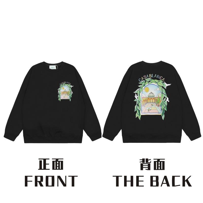 American Trendy Brand Casablanca Crew Neck Sweater Hoodie Men's Couple Ins Autumn and Winter Thickened Long-sleeved Women's T