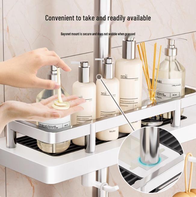 Bohrfreier Duschkopf & Badezimmerregal mit hängendem Aufbewahrungskorb