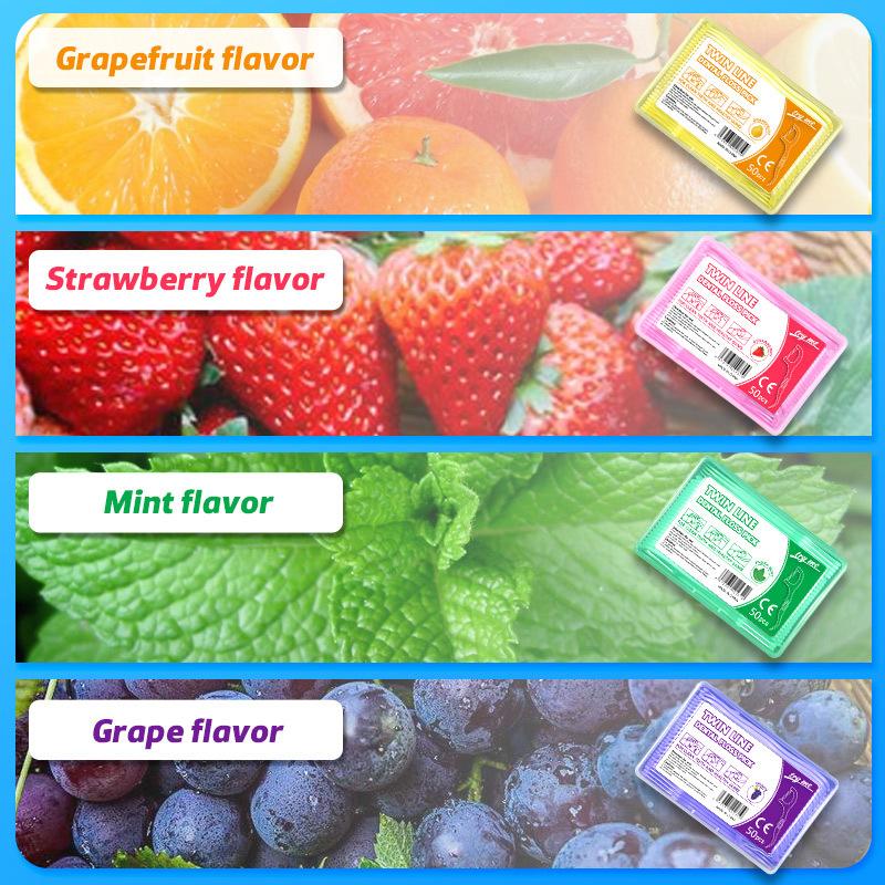 50Pcs/Box Colorful Fruit Flavor Dental Floss Pick Teeth Cleaner With Storage Box Double Line High Tensile Force Teeth Stick