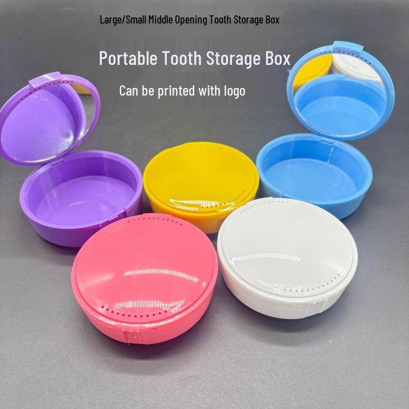 Denture and Retainer Storage Box - Frosted Translucent, Clear Aligner Holder