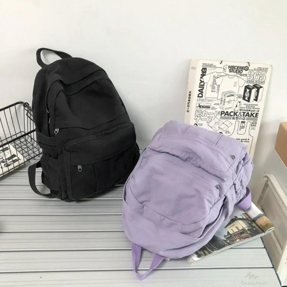 Flicka Tyg Skolväska Ny Mode Högskolestudent Vintage Dam Ryggsäck Canvas Kvinnlig Laptopväska Rese Kawaii Dam Ryggsäck