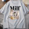MILF Unisex Amo i Felini Cottagecore Gatti Maglietta per Donne Unisex Amante dei Gatti T-shirt Divertente con Cuccioli Stampati Larga Streetwear