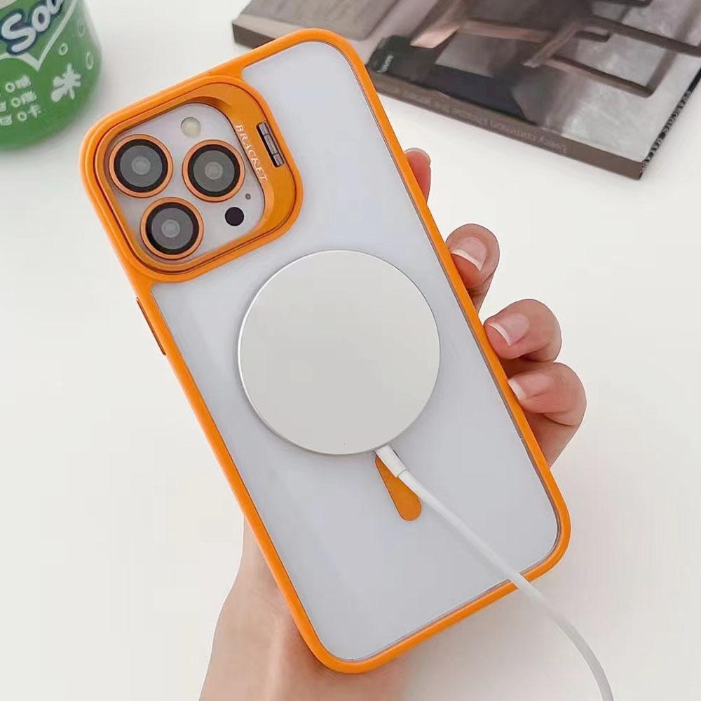 Luxury Magnetic Shockproof Phone Case For iPhone 16 15 14 13 12 11 Pro Max For Magsafe Funda Stand Glass Lens Protector Cover