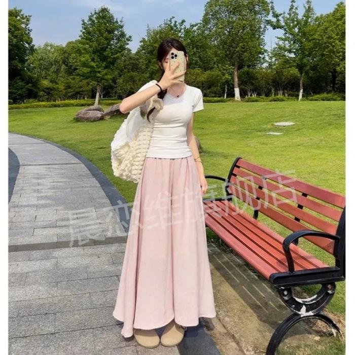 Ice silk culottes women's summer pendant feeling long big swing pants skirt thin wide-leg culottes casual integrated pants