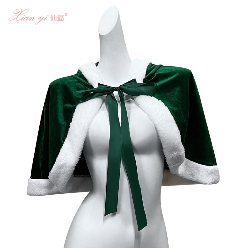 Xianyi Winter Pure Velvet Hooded Rabbit Ears Shawl Cosplay Christmas Cloath Theme Clothing Accessories S21