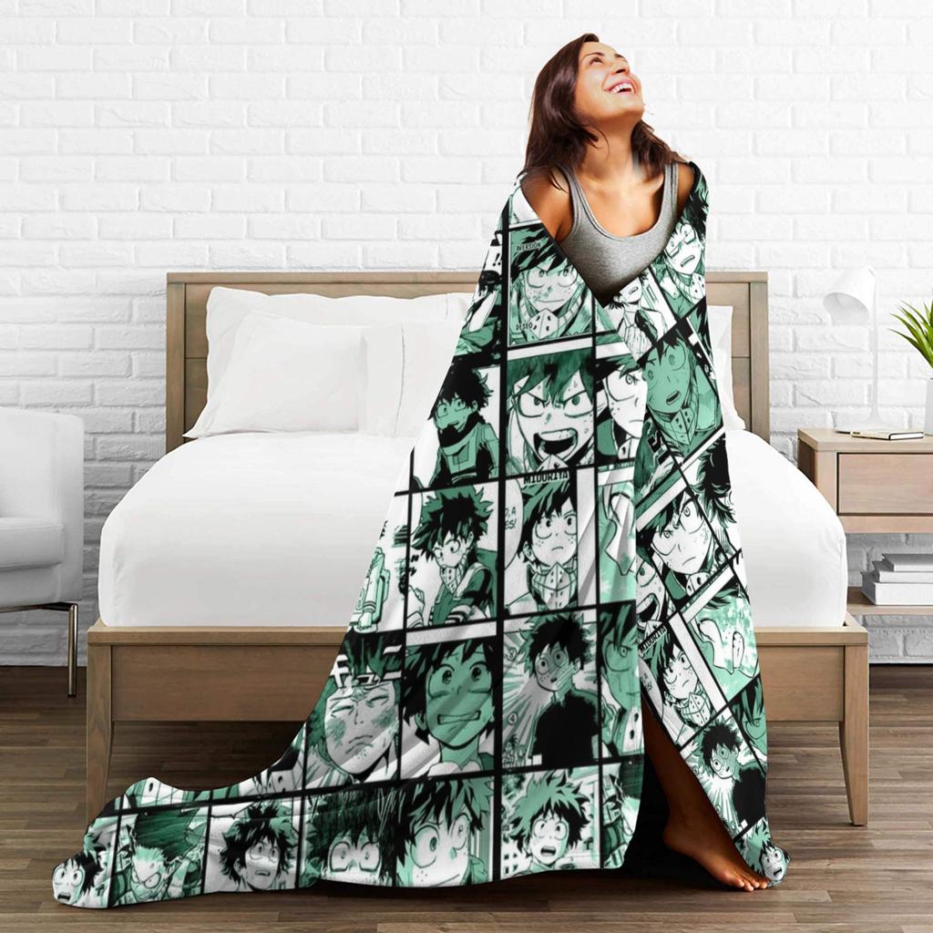 My Hero Academia Midoriya Izuku Collage Blanket Cover Flannel Soft Throw Blanket for Bedroom Sofa Bedspread