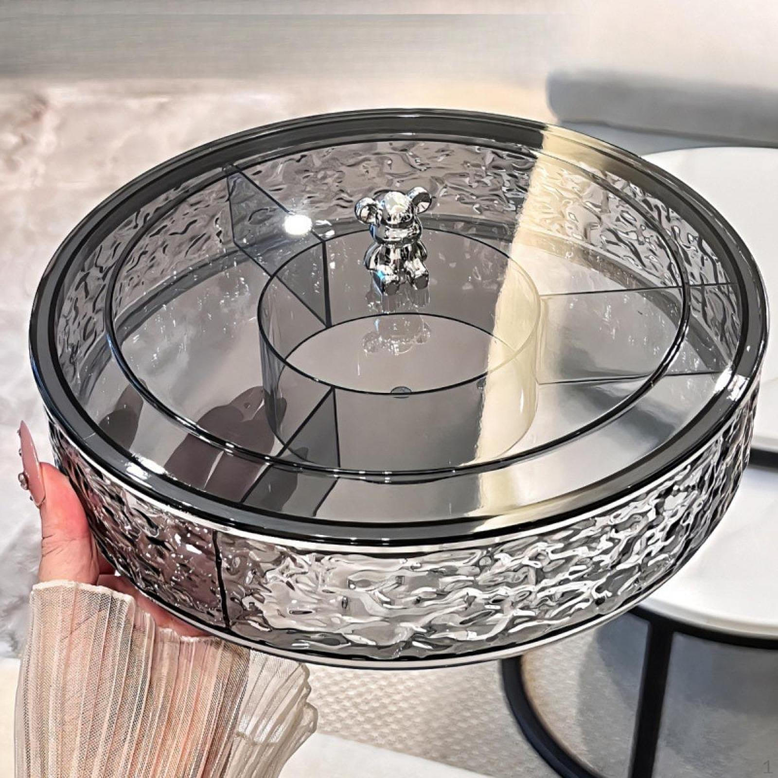 

Divided Serving Tray with Lid ,Fruit Plate Party Appetizer Compartment for Candy Dessert Clear Gray