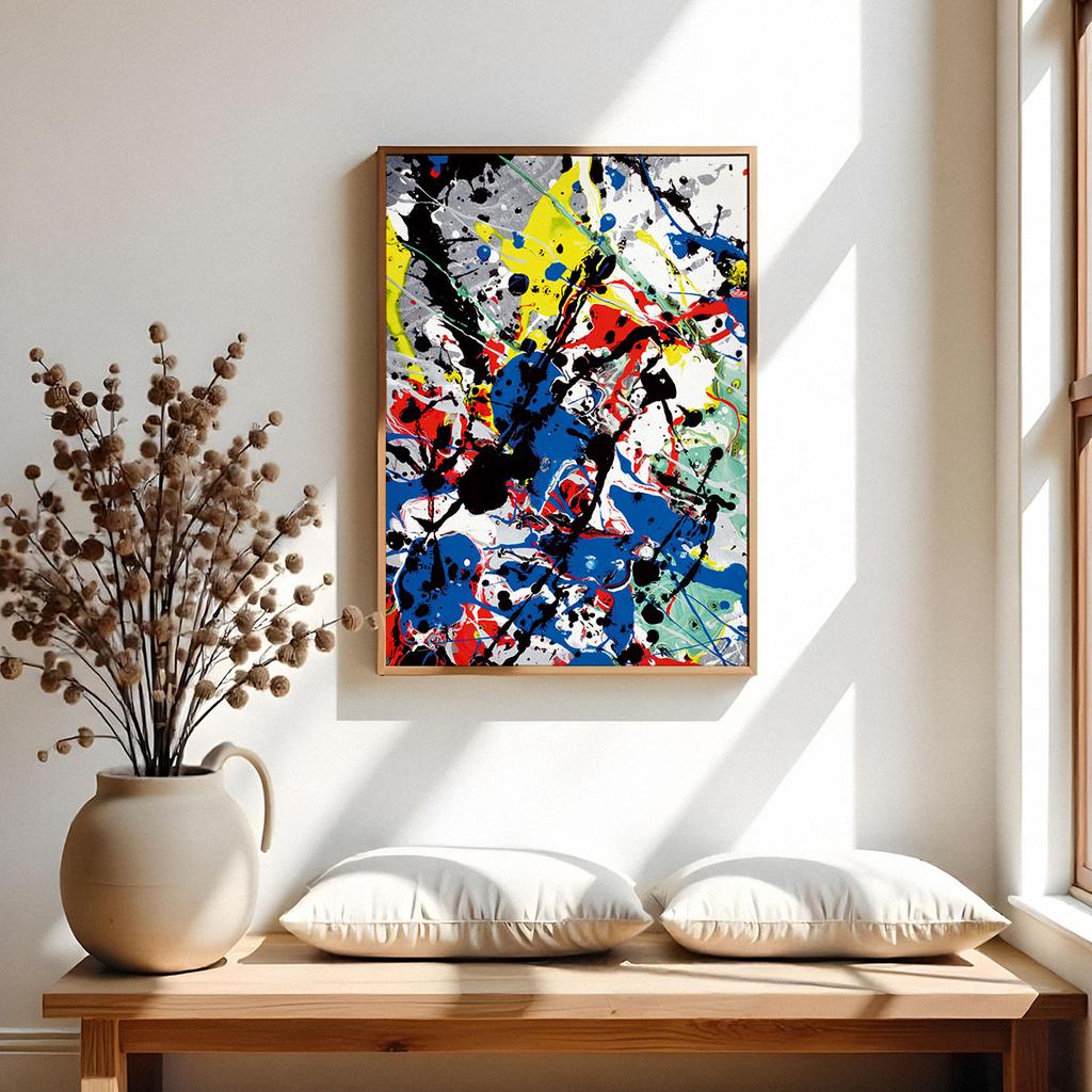 Poster Colorful Paint Splatters Abstraction