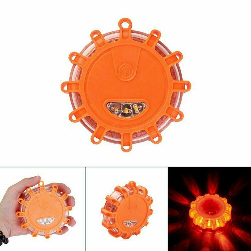 Rotating LED Warning Lights - 3pcs: Orange Car Safety & Traffic Alerts