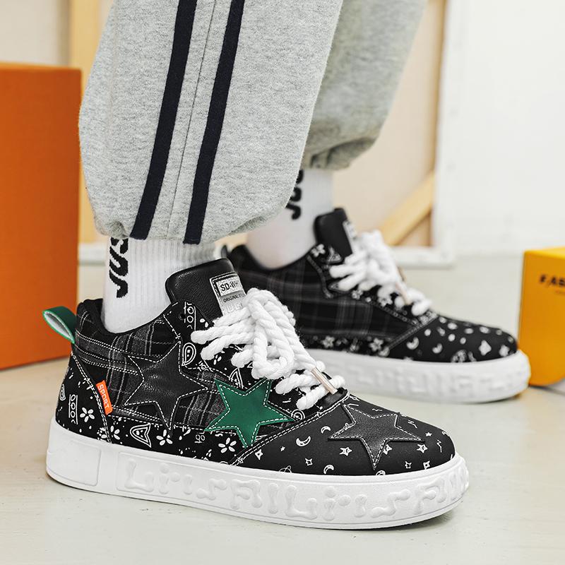2024New Men's High Top Star Shoes, Trendy and Versatile Casual Shoes, Wear-resistant and Personalized Lace Up Canvas Board Shoes