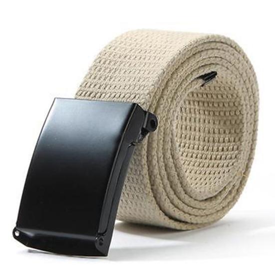Unisex Casual Solid Color Webbing Canvas Waist Belt Automatic Buckle Waistband
