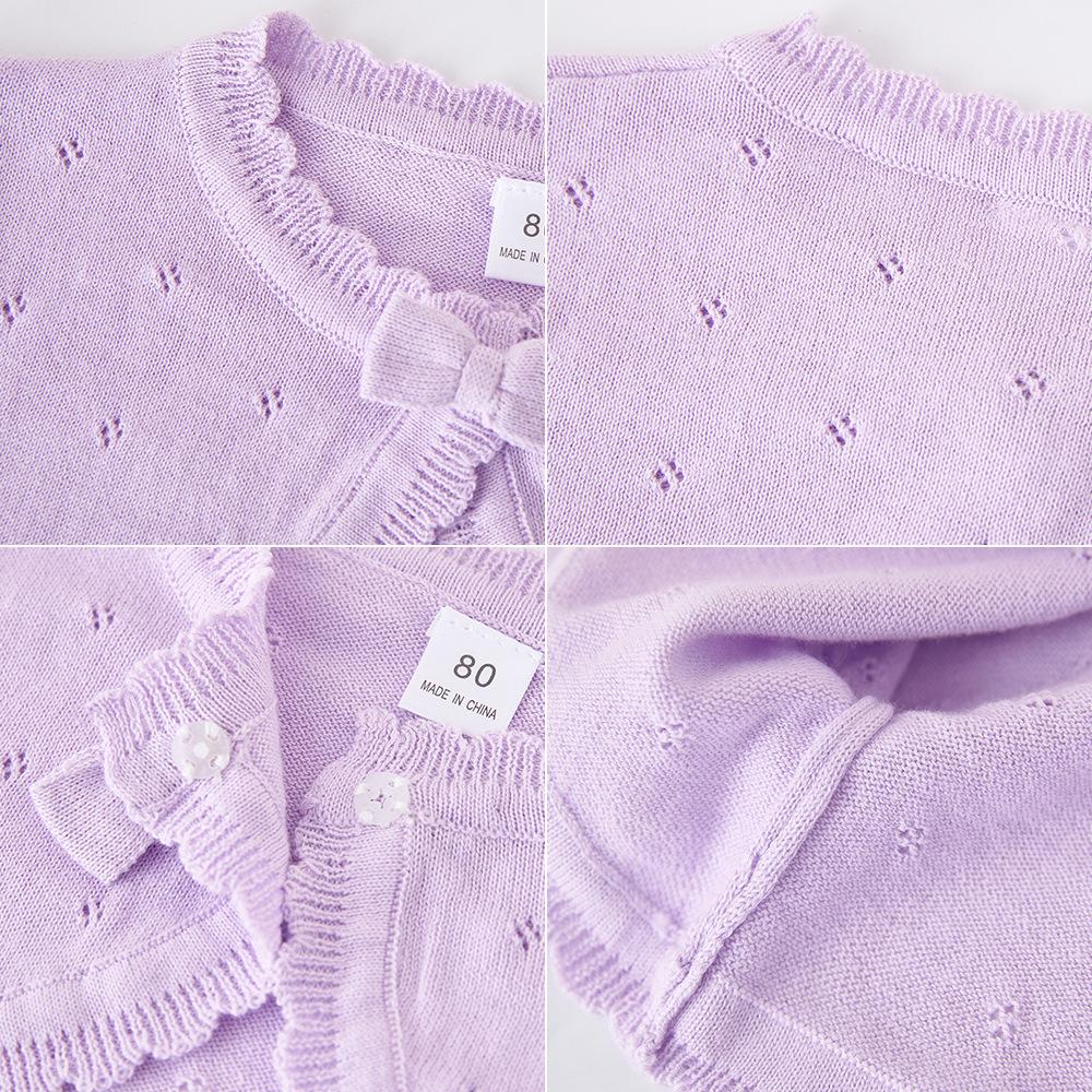 Bowknot Girls Knitted Cardigan Jacket Small and Medium Children's Sweater Thin Jacket