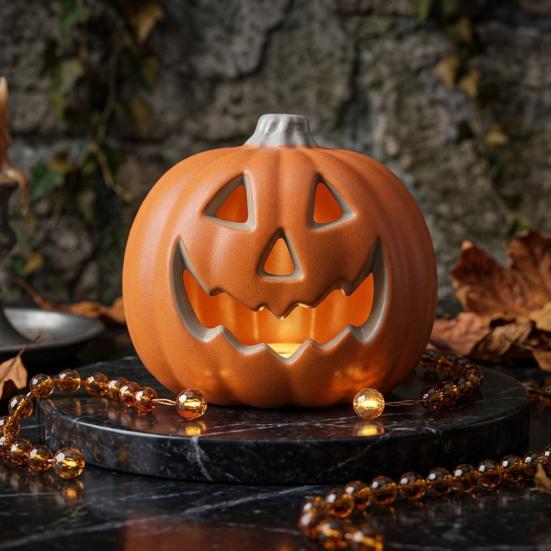 Halloween LED Kürbis Laterne Gruseliges Gesicht Leuchtende Plastik Kürbis Lampe Batteriebetrieben Tisch