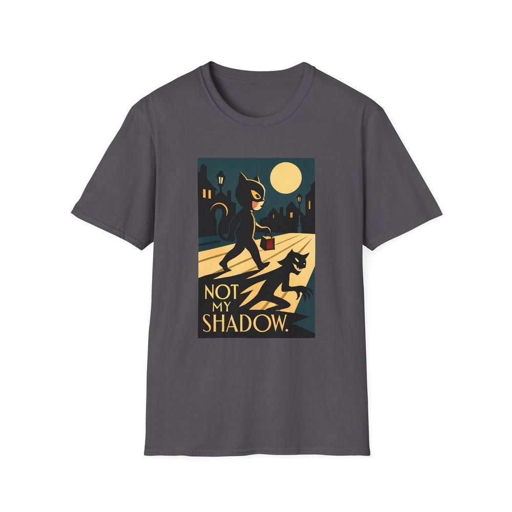 

Unisex Softstyle T-Shirt Black Cat Costume Shadow Claws Art Deco Halloween Fall M