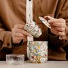 Golden Plum Ru Kiln Portable Tea Set: Quick-Brew Pot with Four Cups for Outdoor Camping and Kung Fu Tea