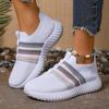 Fashion Breathable Knitted Casual Sneakers for Women 2025 Comfort Slip On Soft Sole Flat Shoes Woman Plus Size Non Slip Walking Shoes