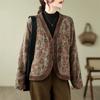 Coat for Women Cotton Thickened Winter Casual Double Layer Printed Single Button Windbreaker Jacket