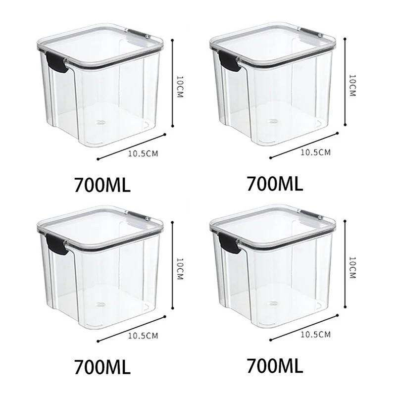 JOYBLISS Transparent Food Storage Containers Kitchen Storage Airtight Cans Plastic Storage Boxes Stackable Food Storage Boxes