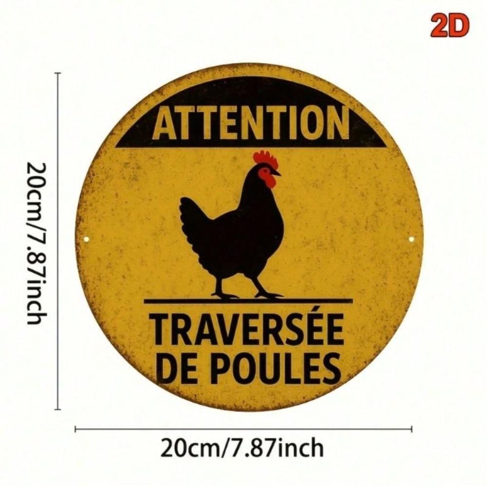 Vintage French Chicken Coop Metal Poster, Wall Art for Fence English: Vintage French Chicken Coop Metal Poster, Wall Art for Fence