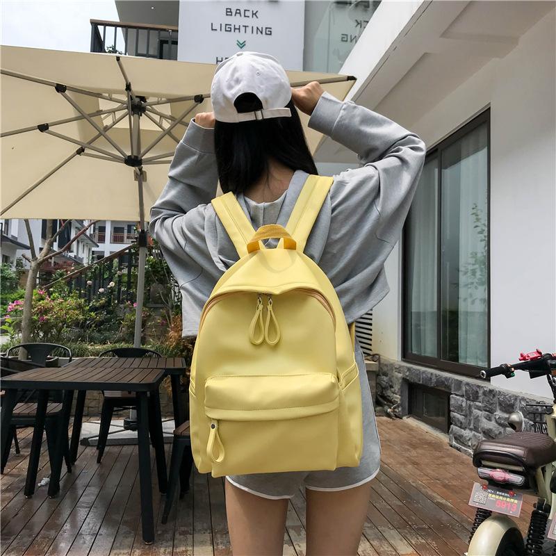 Korean version of Harajuku simple pu men's and women's tide backpack autumn new fashion student schoolbag