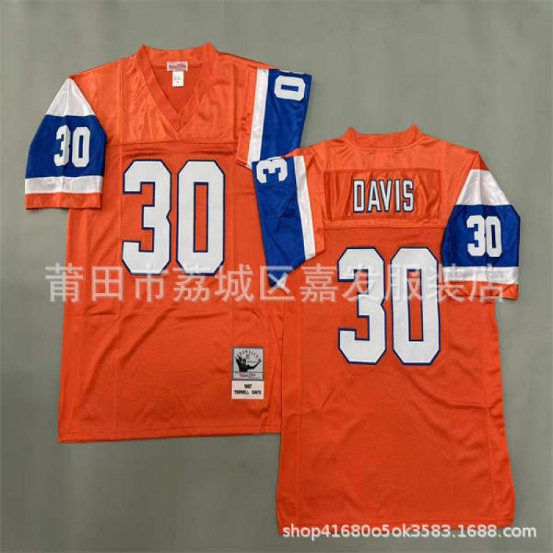Denver Broncos Retro Football Jersey Mens Cotton Training Shirt NFL Style Rugby Sportswear